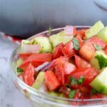 Kachumbari Salad made with Tomatoes, Cucumber, and Onions