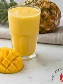 Creamy tropical smoothie made with mango and pineapple