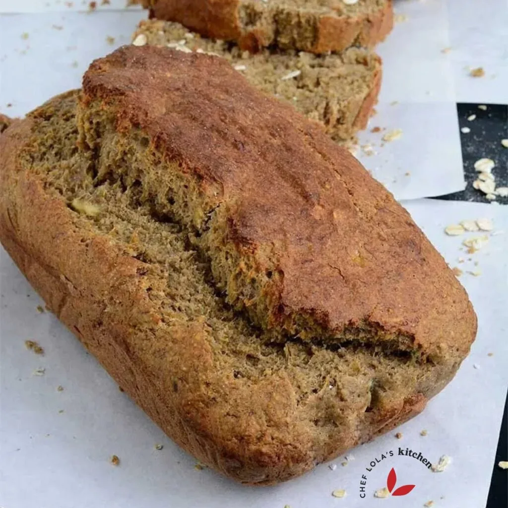 Freshly baked oatmeal banana bread