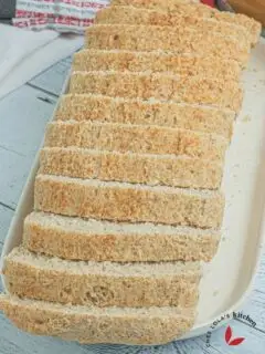 Freshly baked and sliced rice sandwich bread