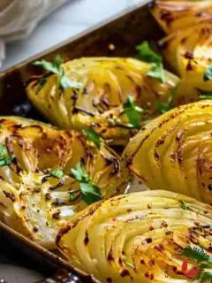 Easy Roasted Cabbage Wedges in a tray