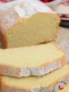 Freshly baked and sliced pound cake