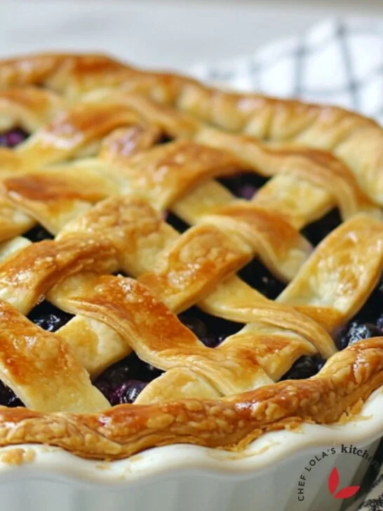 Homemade blueberry pie with a flaky crust and sweet filling