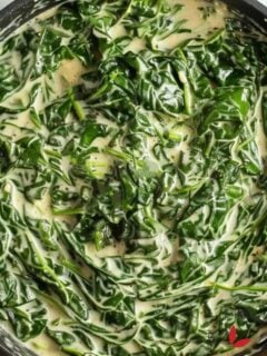creamed spinach in a skillet