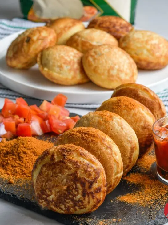 Fresh and soft traditional masa, made from semolina flour, golden brown, airy, and served hot