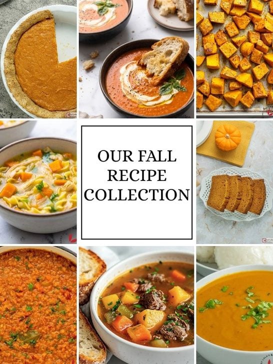 A collection of delicious fall recipes featuring cozy homemade meals, baked treats, soups, and seasonal favorites.