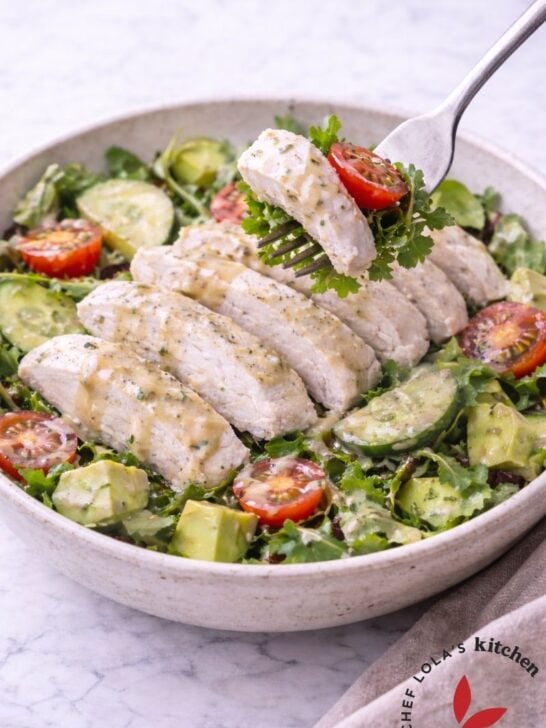 Healthy poached chicken cooked until tender and moist