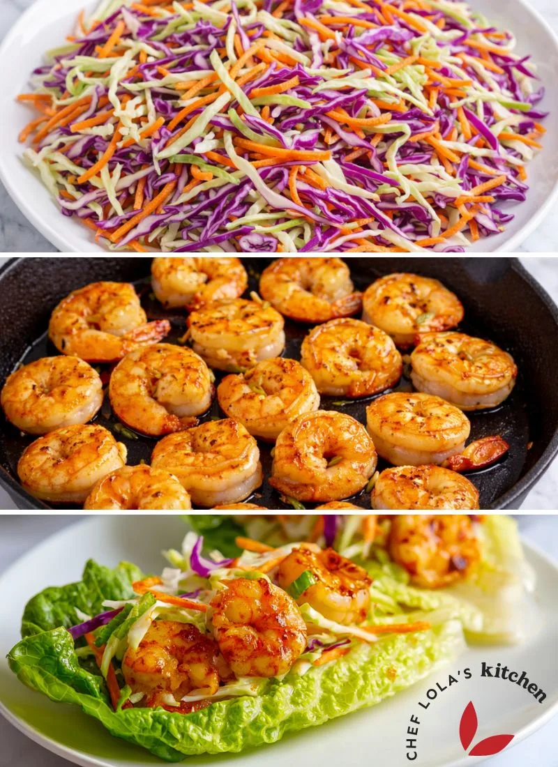 Easy homemade shrimp lettuce wrap recipe.