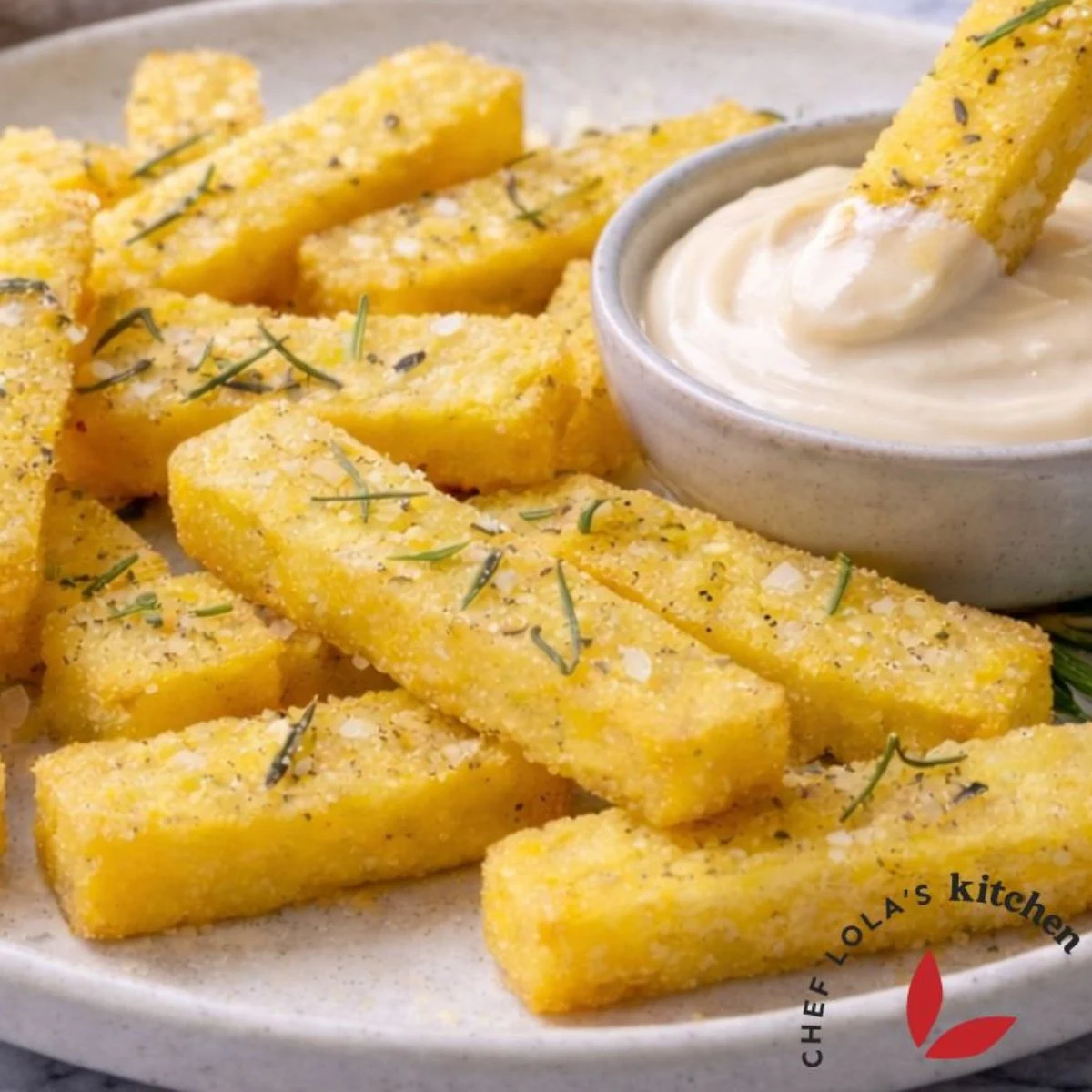 Oven-baked polenta fries with crispy edges