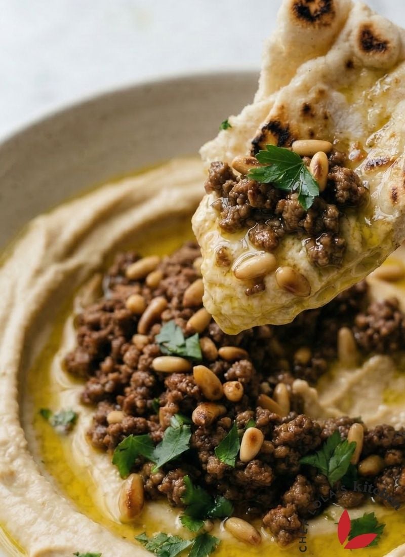 Creamy bowl of hummus served with pita bread