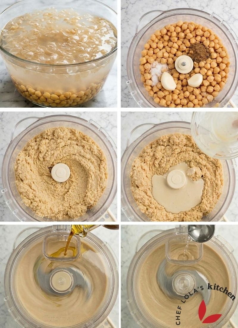Preparing homemade hummus step by step