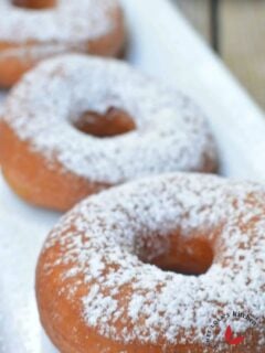 Pillowy yeast donuts freshly fried with a smooth sugary coating