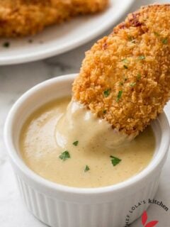 Oven baked chicken tender dipped in delicious Chicken sauce