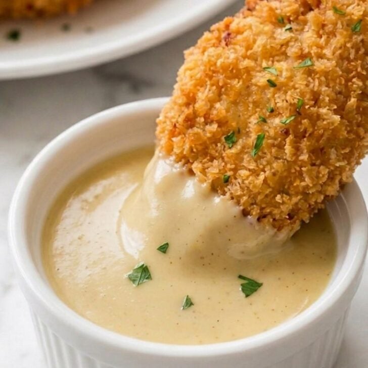 Oven baked chicken tender dipped in delicious Chicken sauce