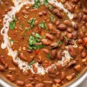 Close-up view of creamy Maharagwe beans soup showing tender beans and a rich coconut milk texture.