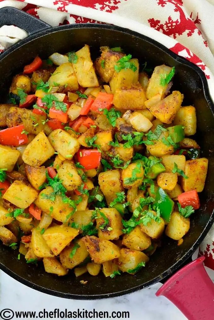 Homemade breakfast potatoes sautéed until crispy on the outside and tender inside.